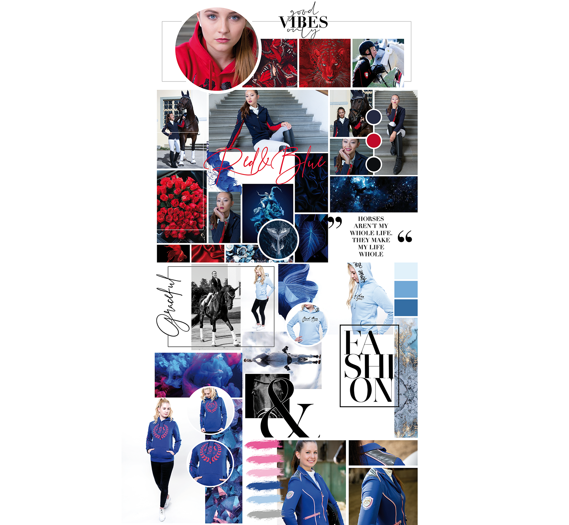 Aufregende Collage der neusten Trends, farbenfrohe Bilder