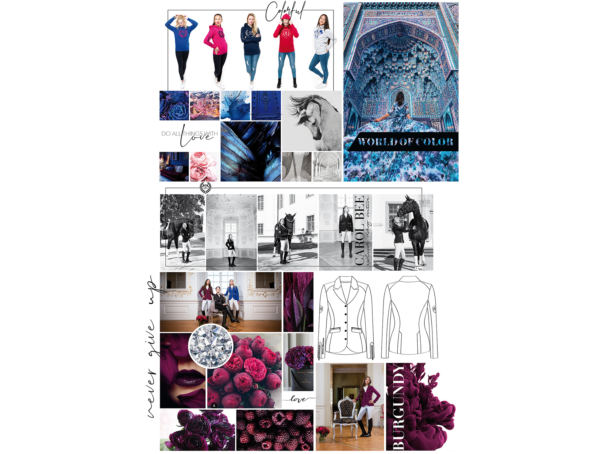 Aufregende Collage der neusten Trends, farbenfrohe Bilder
